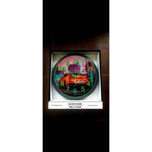 Nissan GT-R Garage Shop Glow in the Dark Wall Clock New